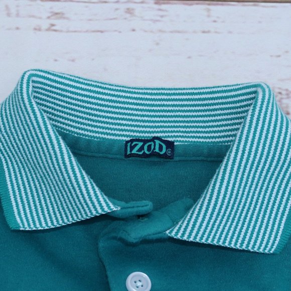 Vintage Izod Medium Green Thick Cotton Golf Polo Shirt - Picture 7 of 7